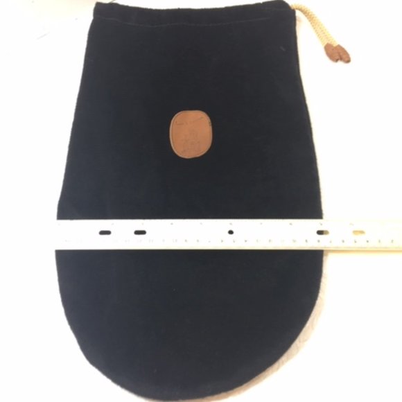 Tauer & Johnson Black Velvet Dust Shoe Bag Vintage Drawstring Leather Logo ONE - Picture 3 of 9